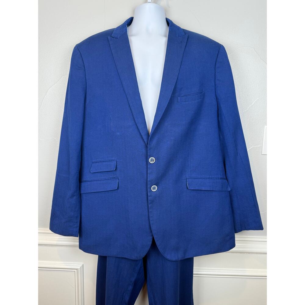 Paisley & Gray Cobalt Blue Linen Slim Suit 54R/40x32 Tropical Lining